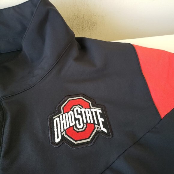 Ohio State Buckeyes 1/4 Zip On Field Jacket Mens Large Black Red Nike NCAA NWT - Picture 3 of 15